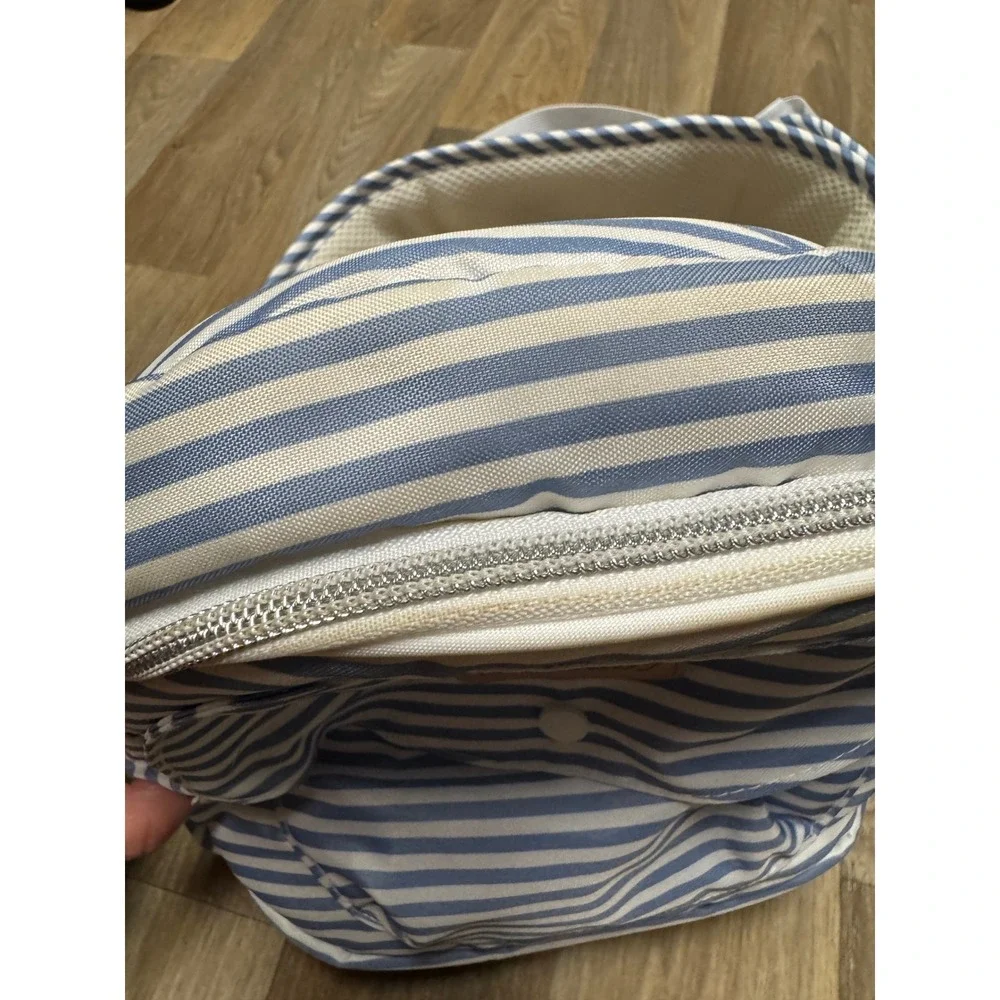 Tushbaby Hip Seat Baby Bag Blue White Stripe Ergonomic Waistband Storage